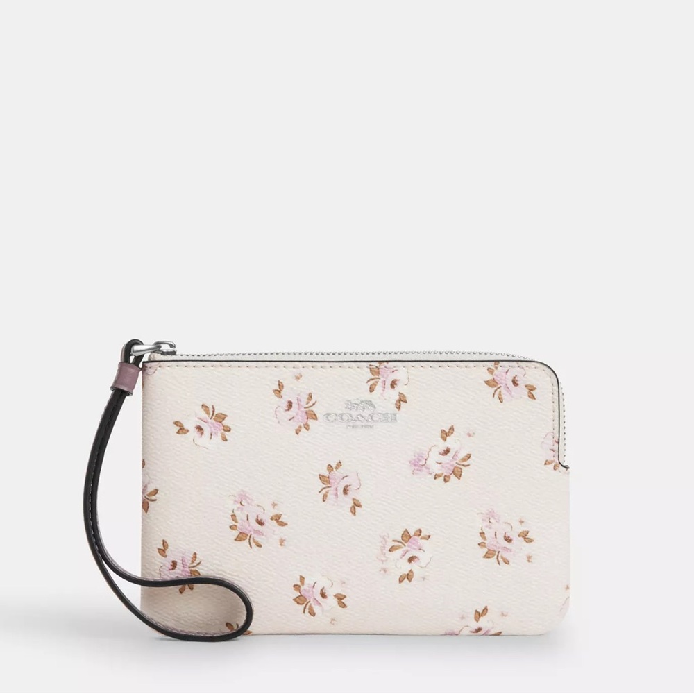 NWT Coach! Corner Zip Wristlet With Floral Print